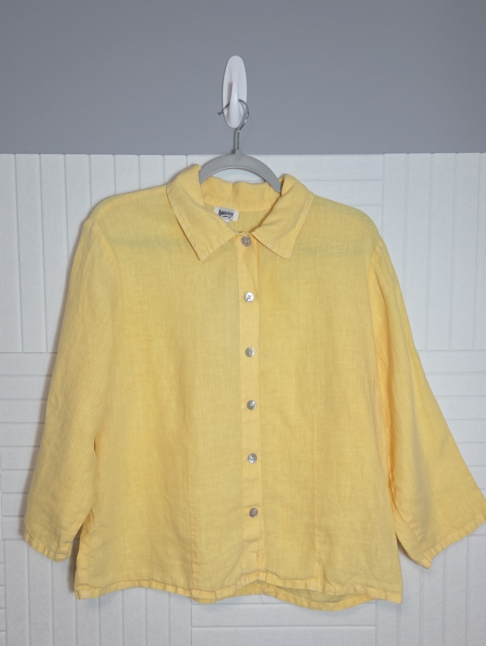 Heaven 100% Linen Made In USA Button Down Shirt Size L